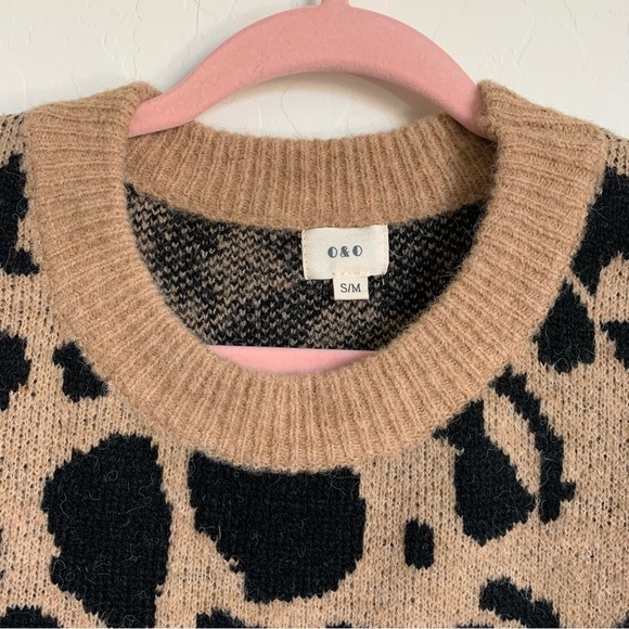 Boho Leopard Animal Print Oversized Wool Blend Fuzzy Sweater NWT Small Medium - Picture 4 of 6